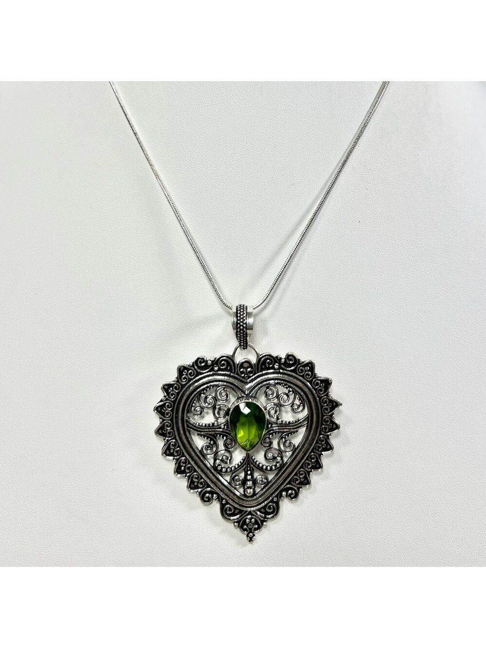 Peridot Rope Design 925 Pendant Bracelet Earrings & Chain (synthetic stones) - Picture 3 of 11